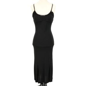 Ted Baker Dress 1 Womens 4 Black Spaghetti Strap Stretch Knit Rhinestone Bodycon